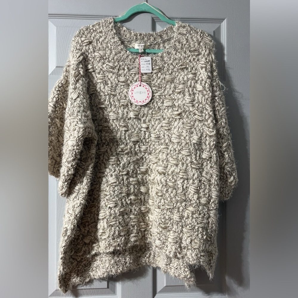 NWT Umgee chunky Boho oversized basket weave sweater Size med